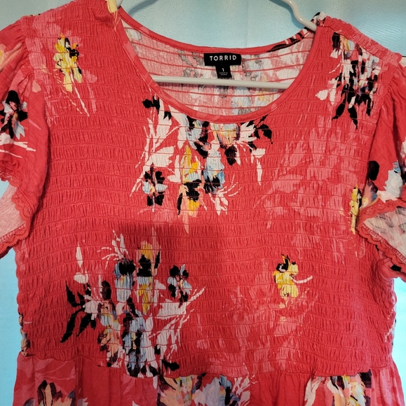 Torrid Babydoll Top, Size 1X, Color: Hawaiian Floral - Picture 2 of 6